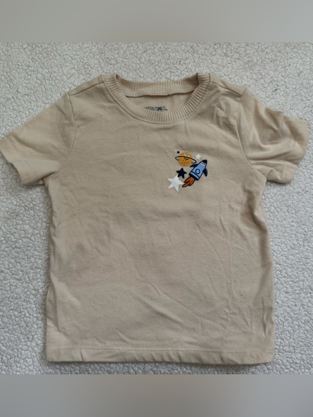 Beige Kids Space Rocket Graphic Tee